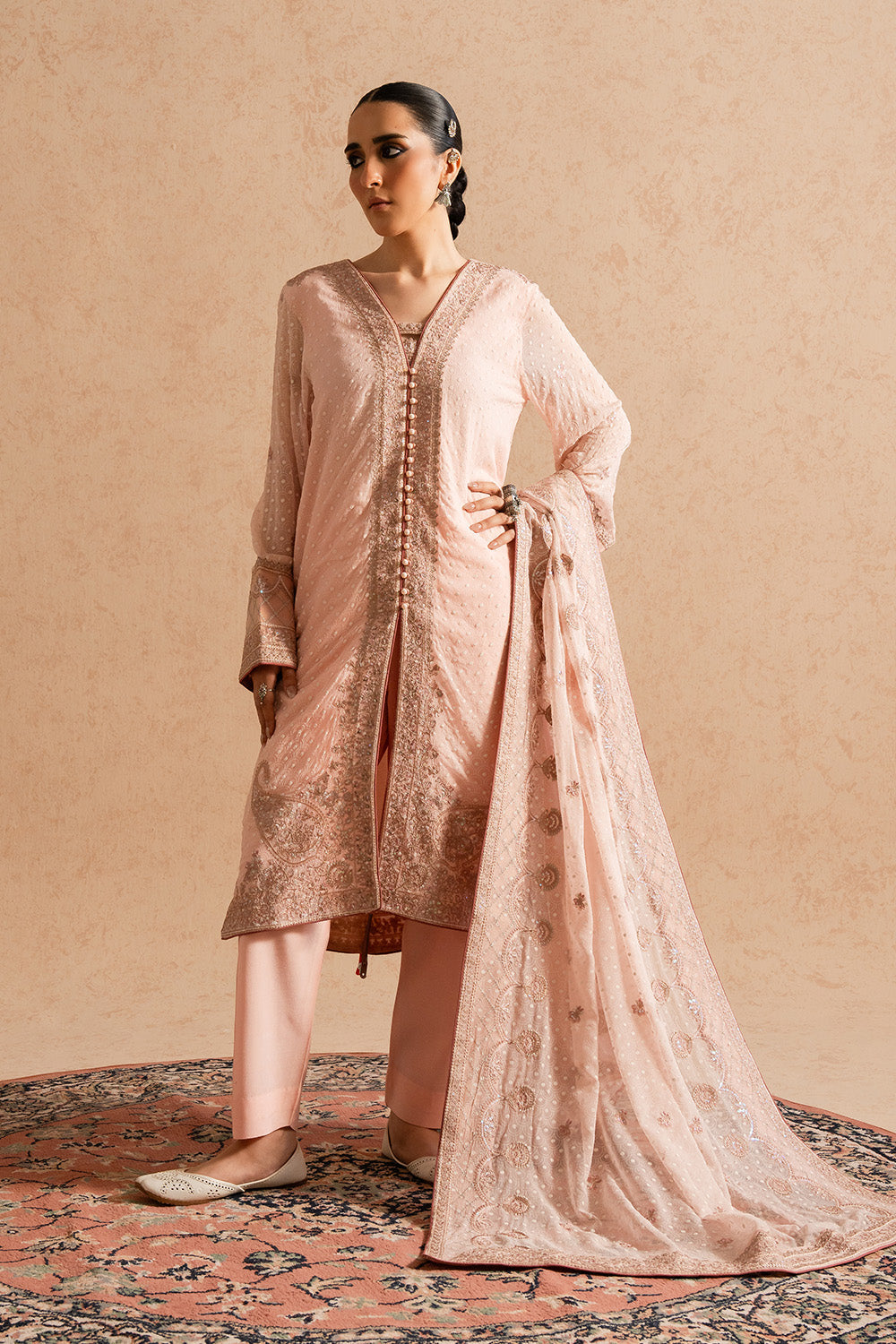 3 Piece Embroirdered Chiffon NURAY - FSU5604
