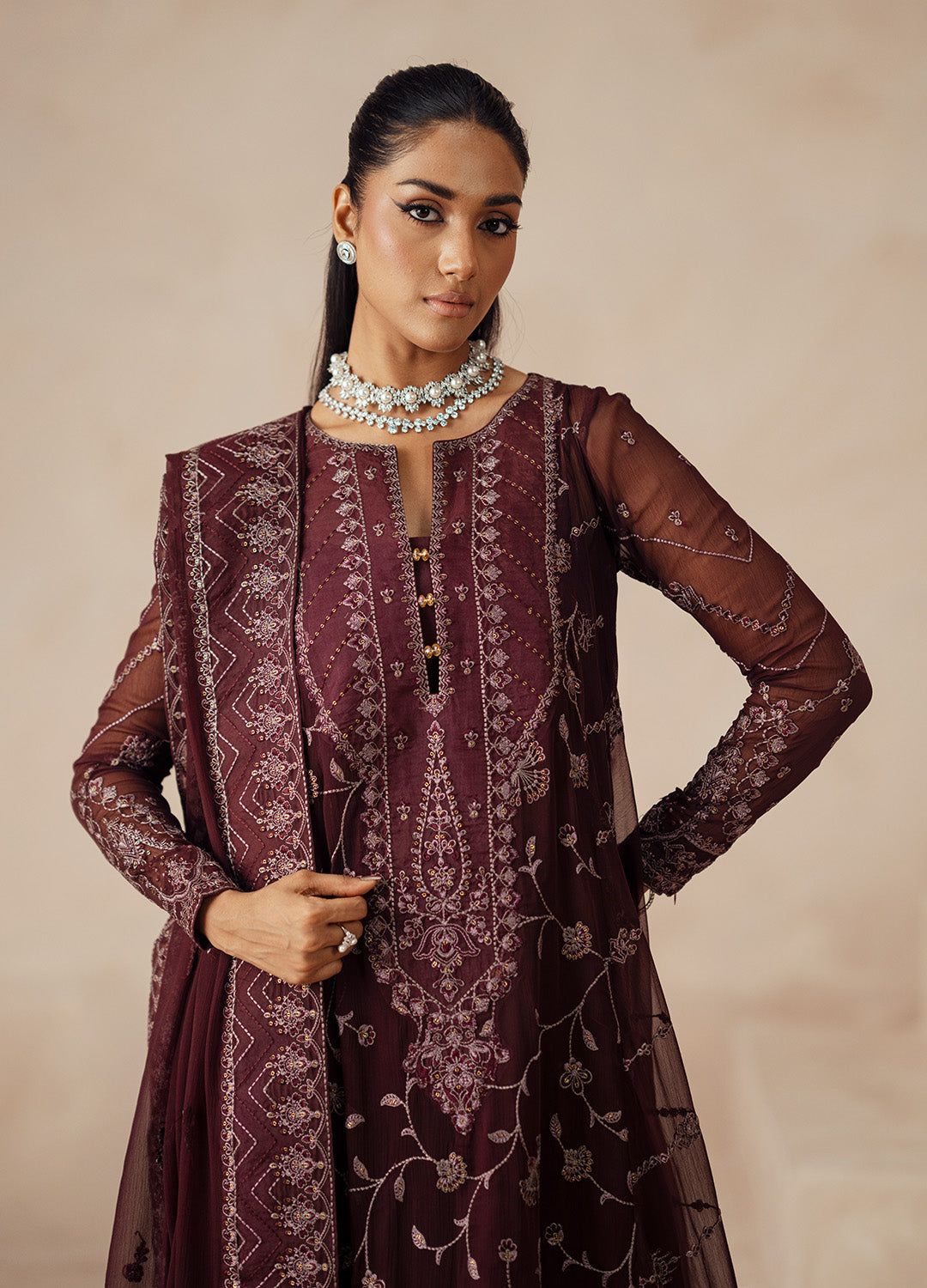 3 Piece Embroidered Chiffon MARJAN - FSU5611