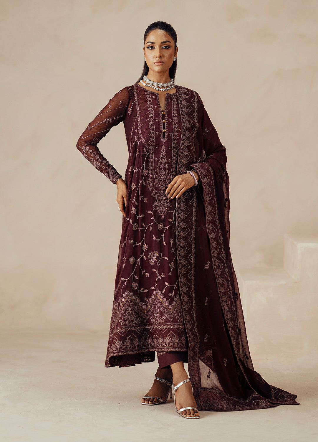 3 Piece Embroidered Chiffon MARJAN - FSU5611
