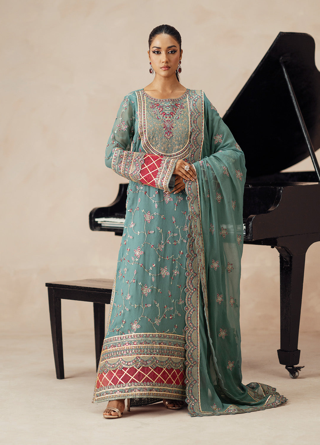 3 Piece Embroidered Chiffon MAHSA - FSU5612