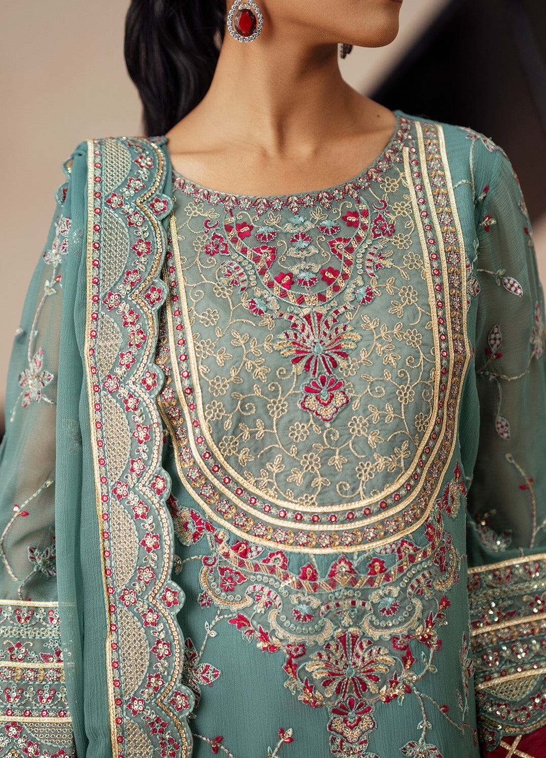 3 Piece Embroidered Chiffon MAHSA - FSU5612