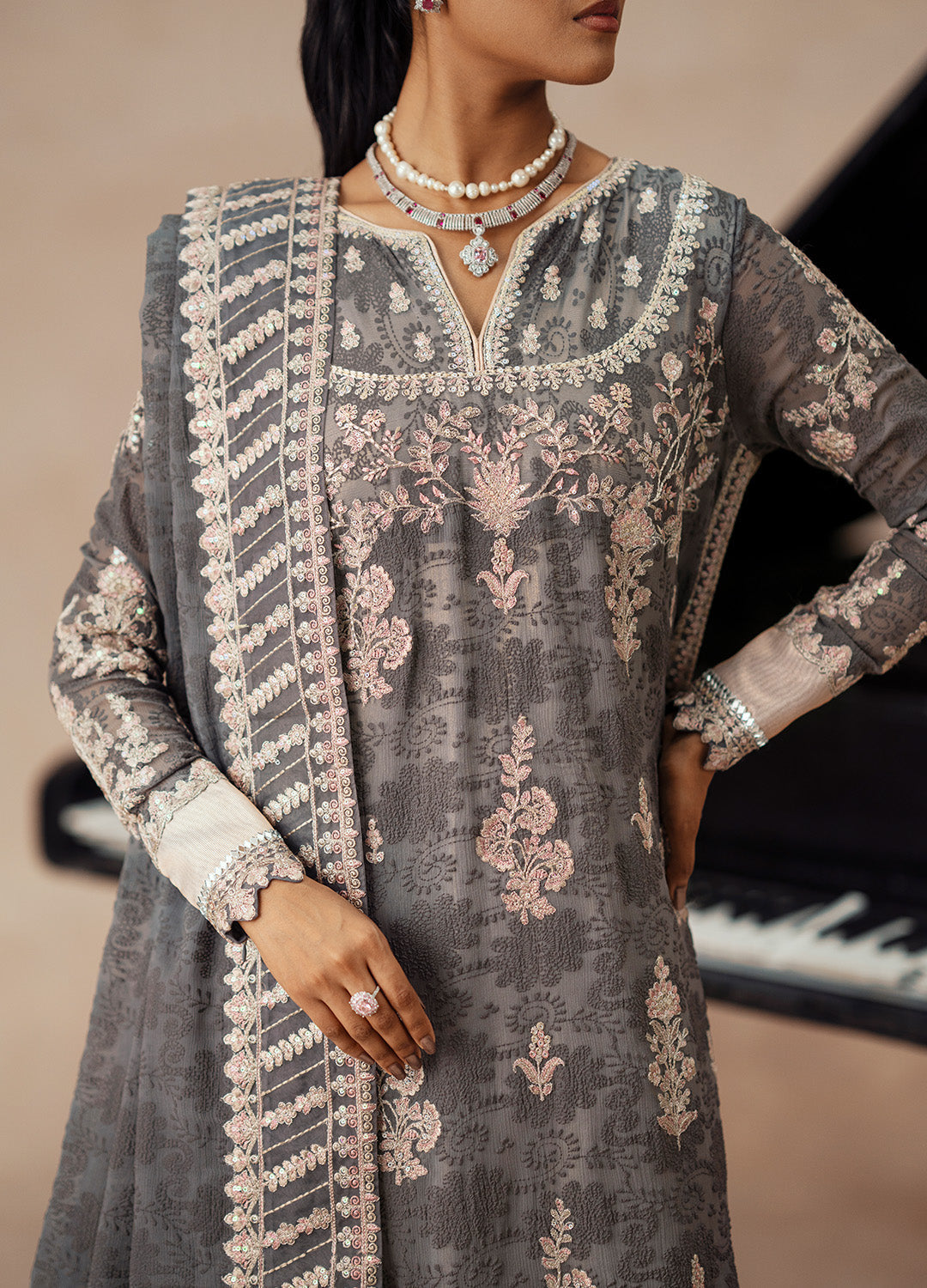 3 Piece Embroidered Chiffon DARYA - FSU5613