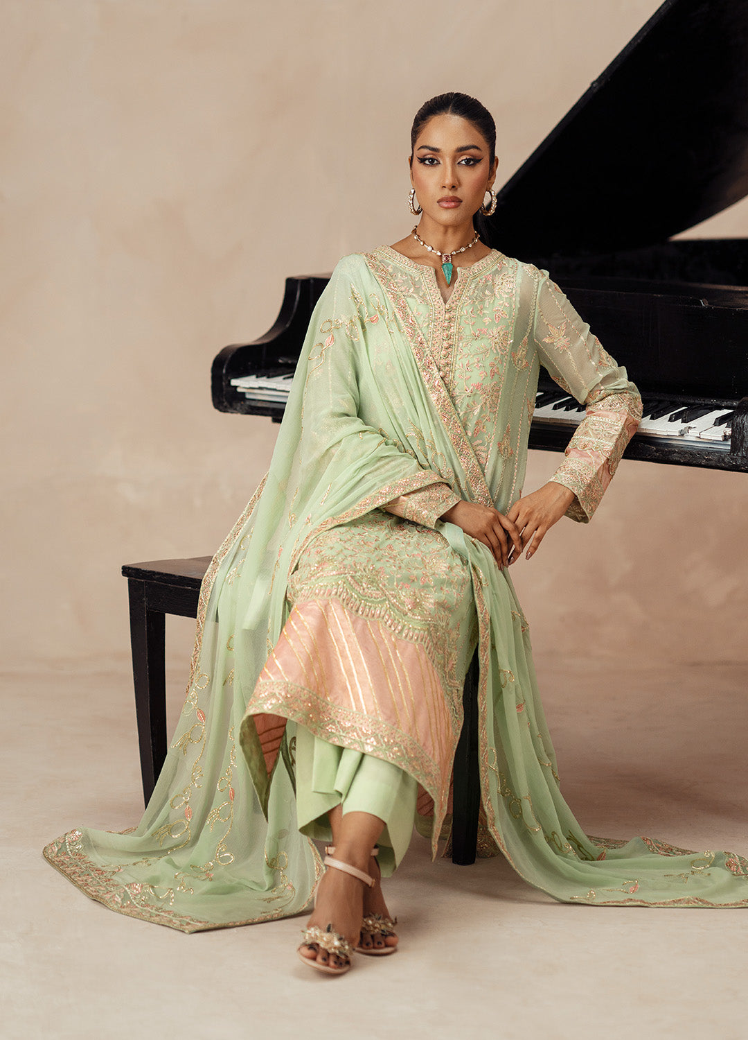 3 Piece Embroidered Chiffon AFRA - FSU5614