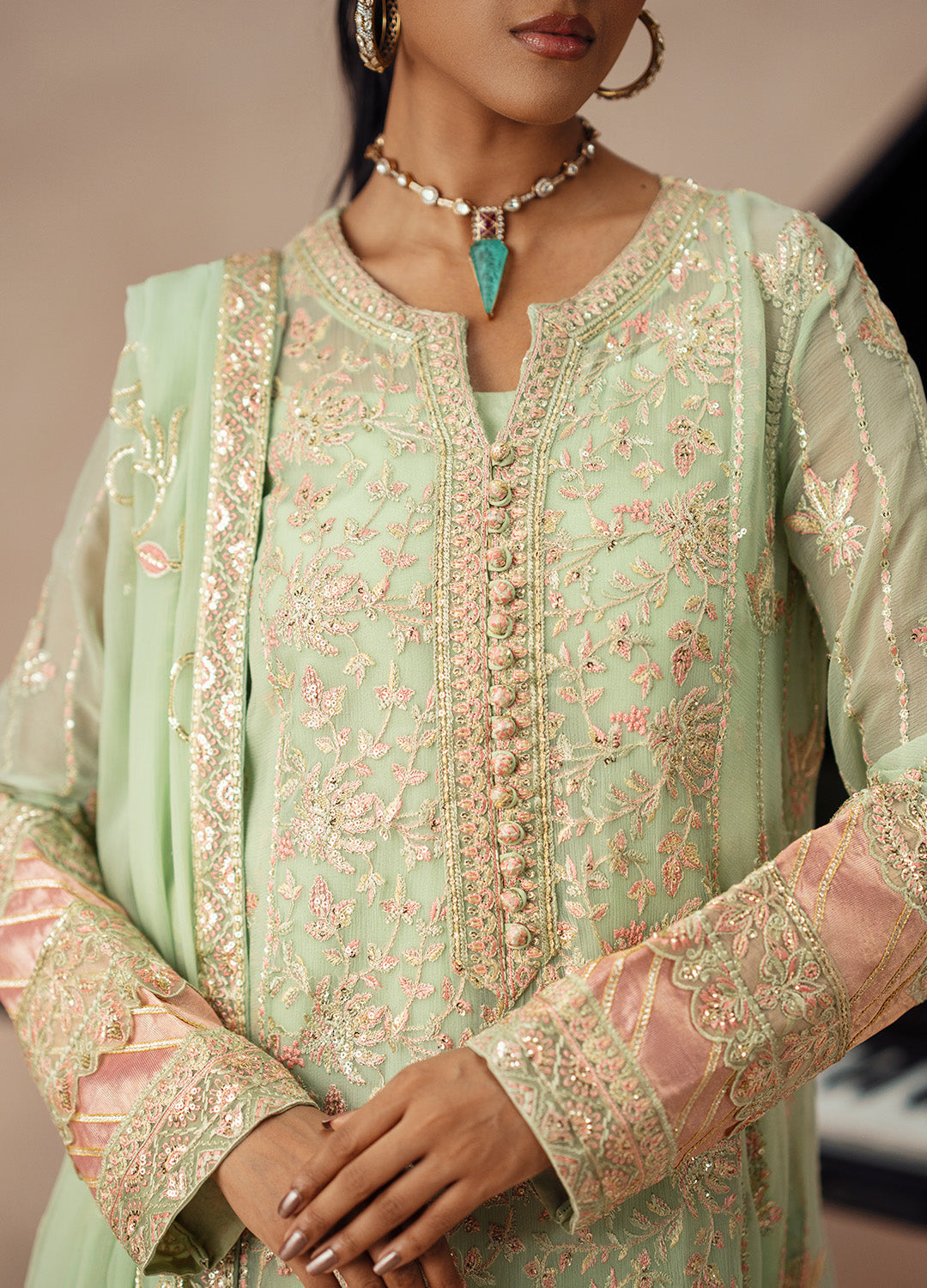 3 Piece Embroidered Chiffon AFRA - FSU5614