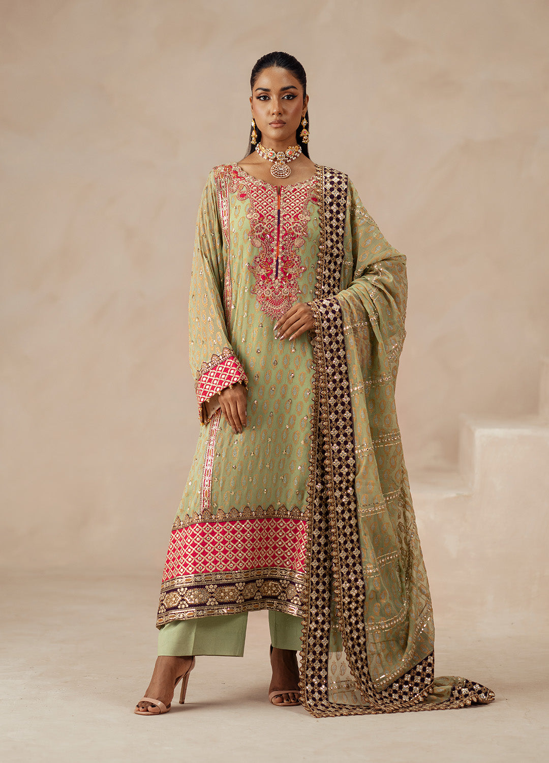 3 Piece Embroidered Chiffon ADVIKA - FSU5616