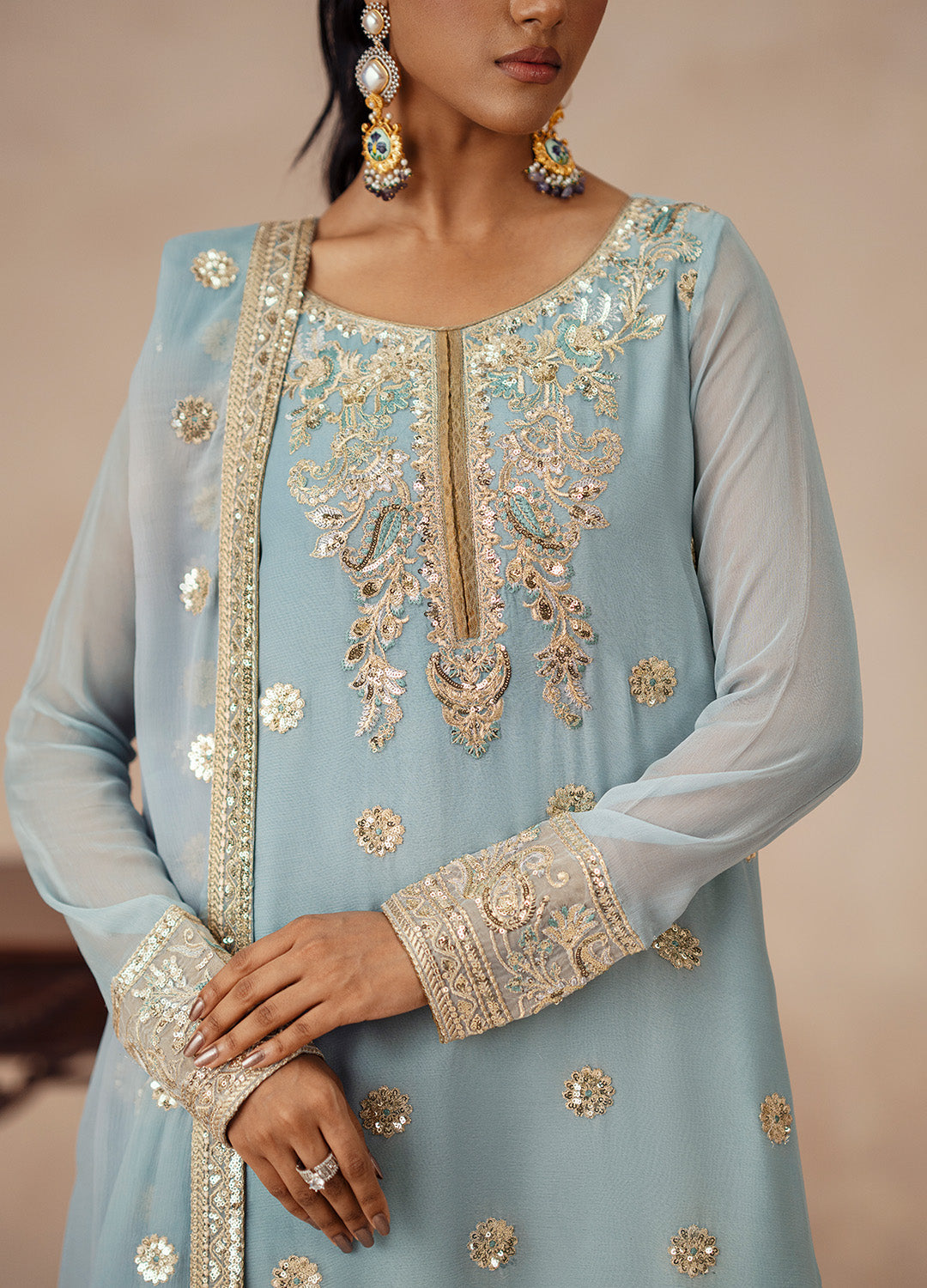 3 Piece Embroidered Chiffon AZITA - FSU5619