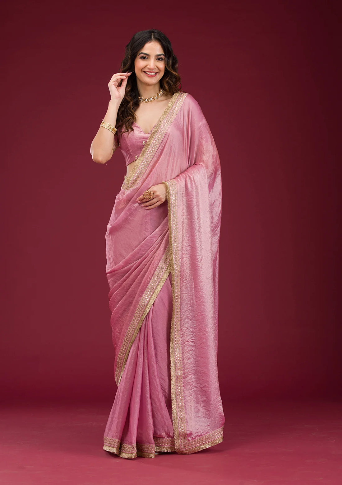Threadwork Tissue Saree