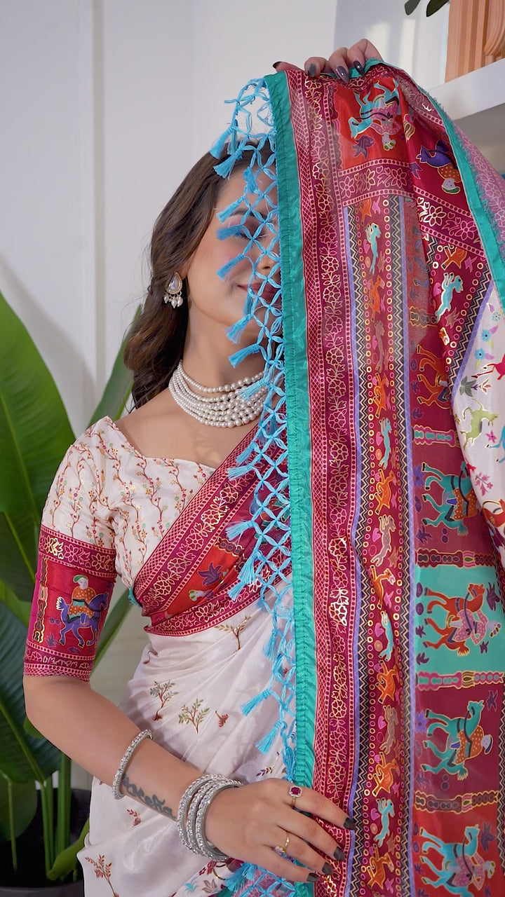 Threadwork Tissue Saree